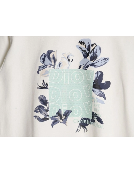 Dior floral print crew neck sweatshirt,Dior Sweatshirt,Sweatshirt,APPAREL