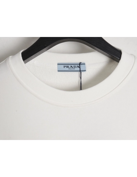 Prada Phantom Triangle Logo Print Crewneck Sweatshirt,Prada Sweatshirt,Sweatshirt,APPAREL