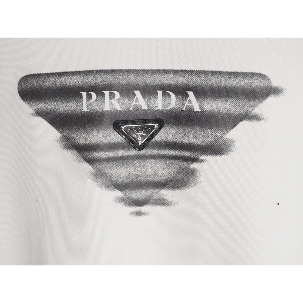 Prada Phantom Triangle Logo Print Crewneck Sweatshirt,Prada Sweatshirt,Sweatshirt,APPAREL
