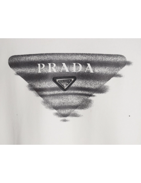 Prada Phantom Triangle Logo Print Crewneck Sweatshirt,Prada Sweatshirt,Sweatshirt,APPAREL