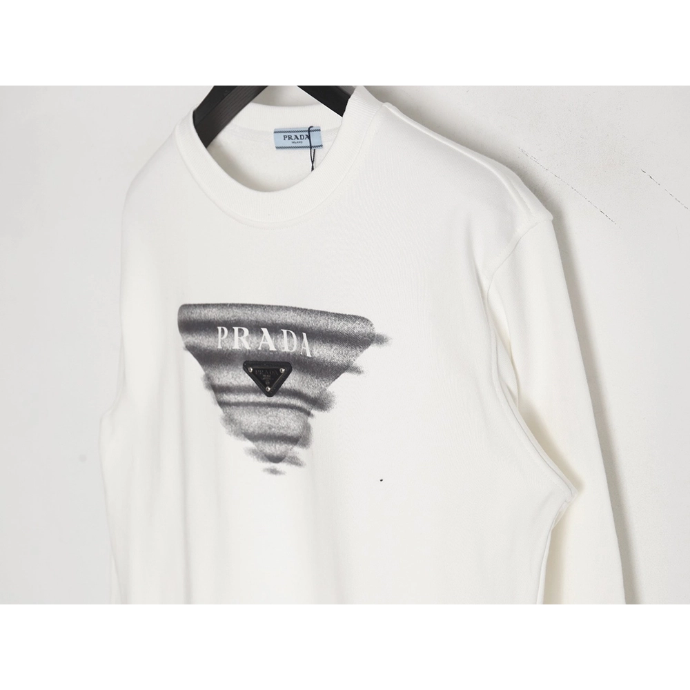Prada Phantom Triangle Logo Print Crewneck Sweatshirt,Prada Sweatshirt,Sweatshirt,APPAREL