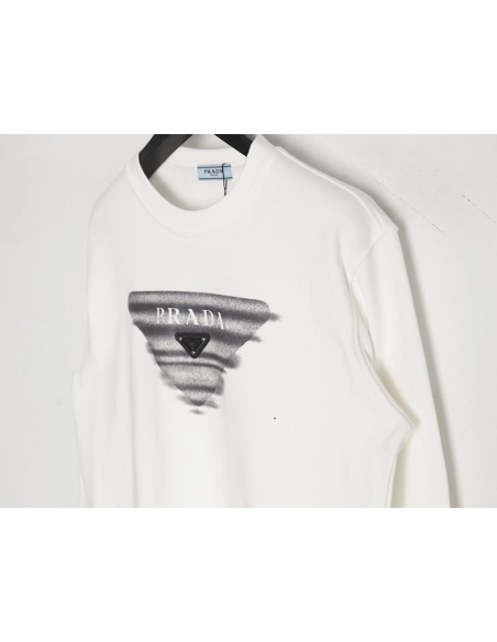 Prada Phantom Triangle Logo Print Crewneck Sweatshirt,Prada Sweatshirt,Sweatshirt,APPAREL