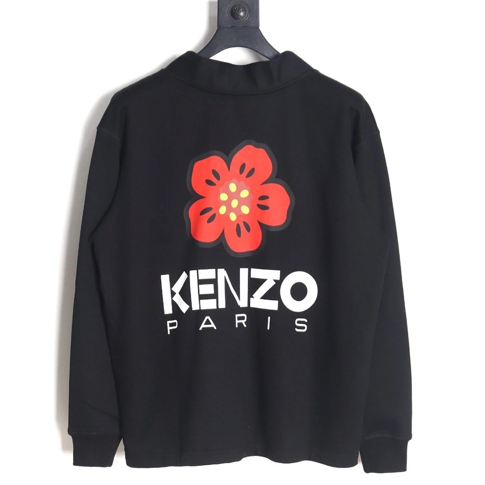 Kenzo Begonia flower print sweatshirt cardigan TSK1,Kenzo Sweatshirt,Sweatshirt,APPAREL