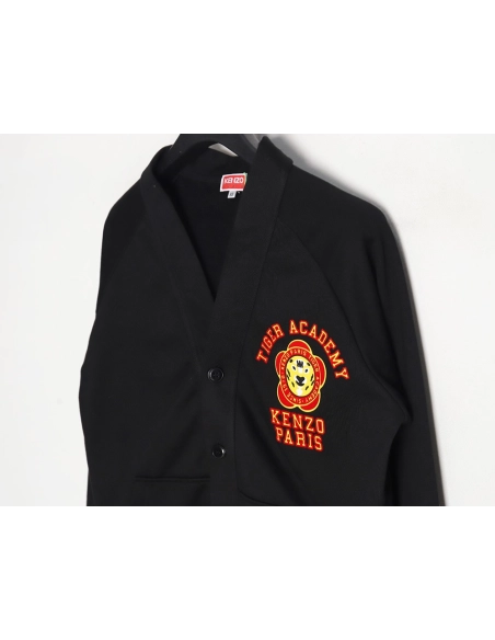 Kenzo Tiger and Flower Flocked Sweatshirt Cardigan,Kenzo Sweatshirt,Sweatshirt,APPAREL
