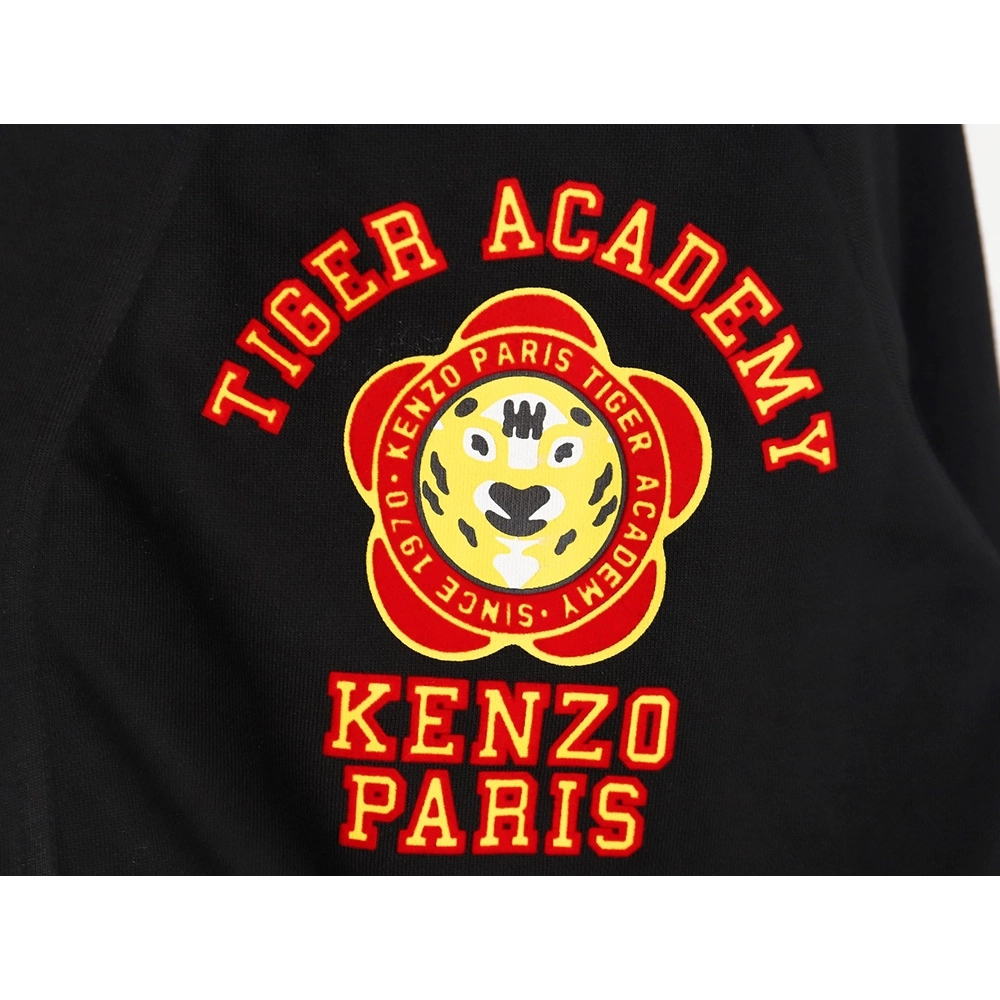 Kenzo Tiger and Flower Flocked Sweatshirt Cardigan,Kenzo Sweatshirt,Sweatshirt,APPAREL