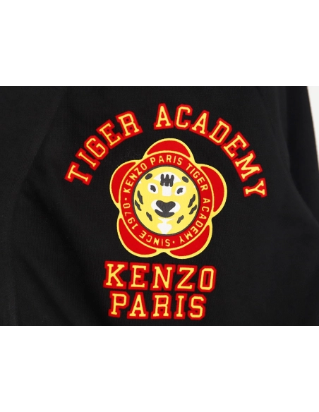 Kenzo Tiger and Flower Flocked Sweatshirt Cardigan,Kenzo Sweatshirt,Sweatshirt,APPAREL