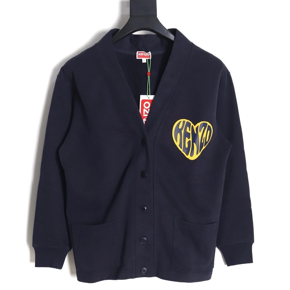Kenzo Big Heart Sweatshirt Cardigan,Kenzo Sweatshirt,Sweatshirt,APPAREL
