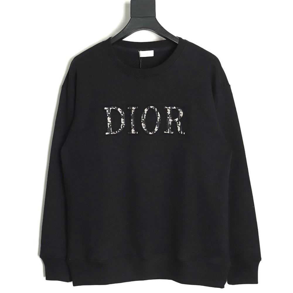Dior monogram patch crew neck sweatshirt TSK1,Dior Sweatshirt,Sweatshirt,APPAREL