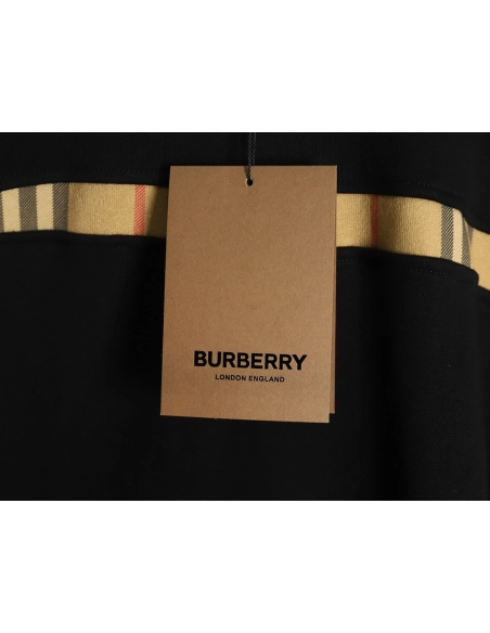 Burberry Check Web Chest Crew Neck Sweatshirt,Burberry Sweatshirt,Sweatshirt,APPAREL
