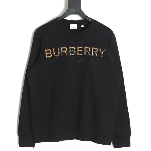 Burberry Check Lettering Crewneck Sweatshirt,Burberry Sweatshirt,Sweatshirt,APPAREL