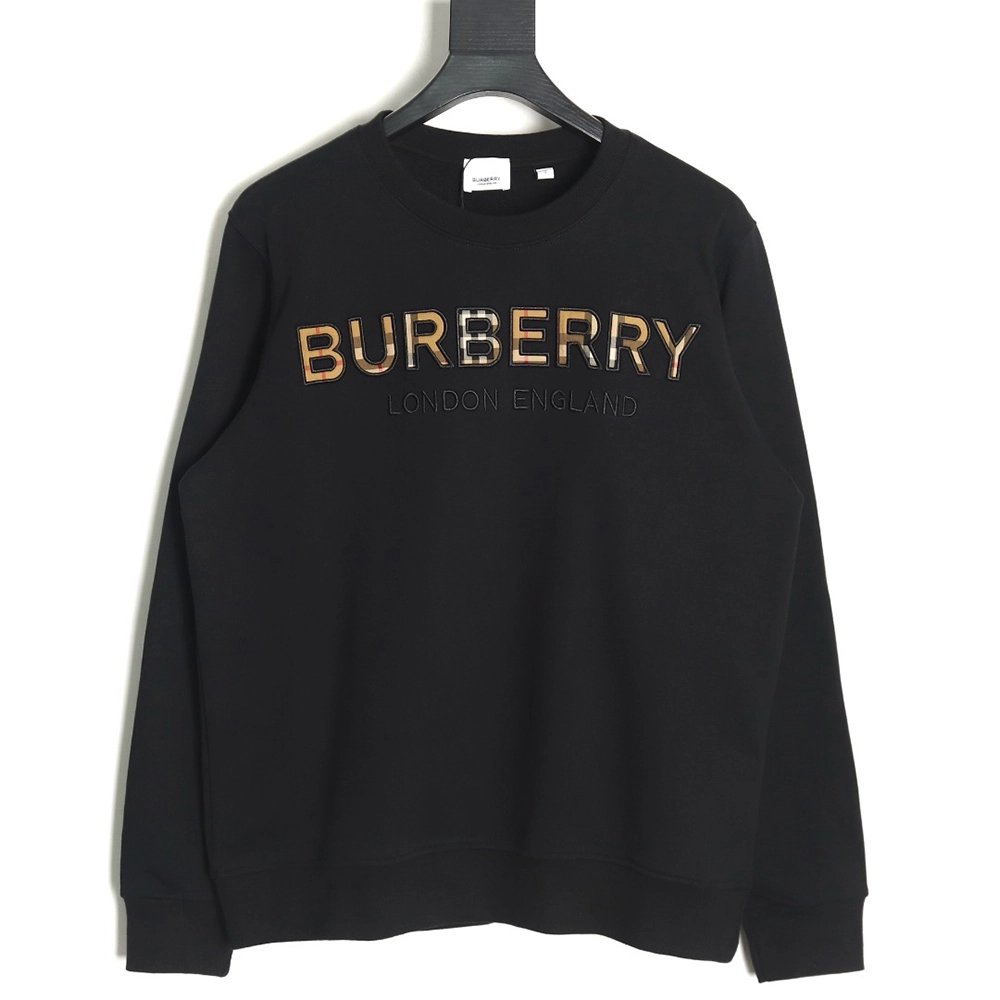 Burberry Check Lettering Crewneck Sweatshirt,Burberry Sweatshirt,Sweatshirt,APPAREL