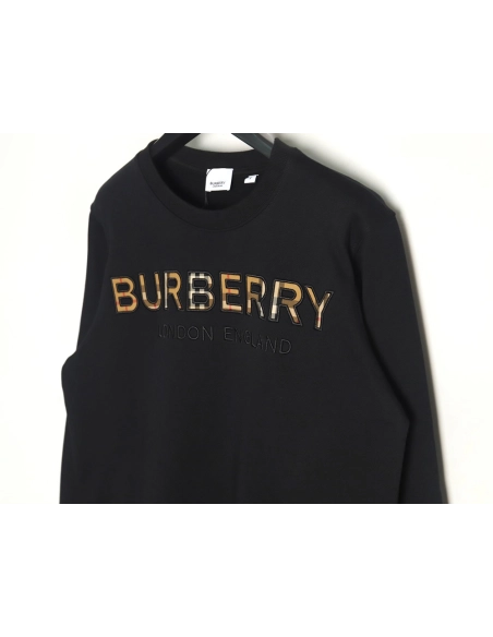 Burberry Check Lettering Crewneck Sweatshirt,Burberry Sweatshirt,Sweatshirt,APPAREL