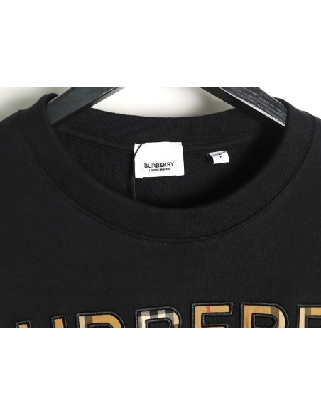 Burberry Check Lettering Crewneck Sweatshirt,Burberry Sweatshirt,Sweatshirt,APPAREL