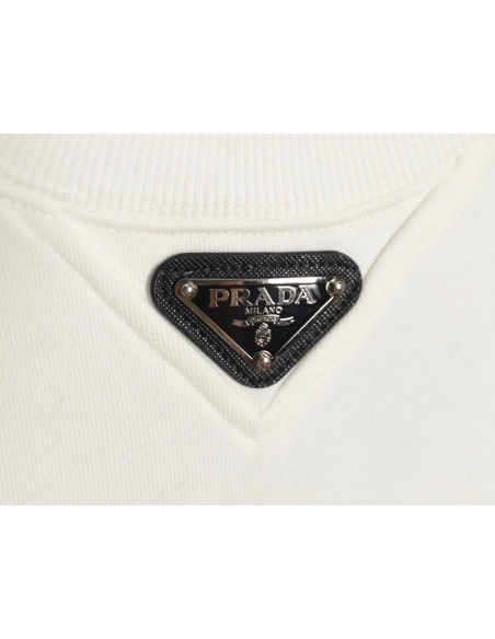 Prada Triangle Logo Crewneck Sweatshirt,Prada Sweatshirt,Sweatshirt,APPAREL