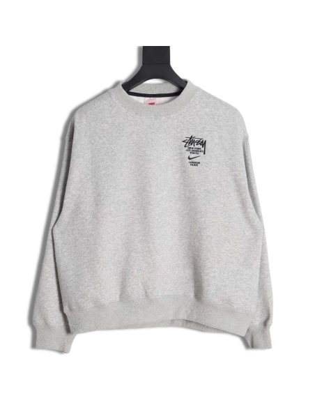 Nike x Stussy Nike Stussy joint 23SS solid color embroidered logo velvet sweatshirt,Stussy Sweatshirt,Sweatshirt,APPAREL