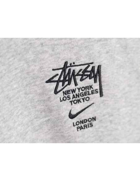 Nike x Stussy Nike Stussy joint 23SS solid color embroidered logo velvet sweatshirt,Stussy Sweatshirt,Sweatshirt,APPAREL