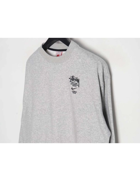 Nike x Stussy Nike Stussy joint 23SS solid color embroidered logo velvet sweatshirt,Stussy Sweatshirt,Sweatshirt,APPAREL