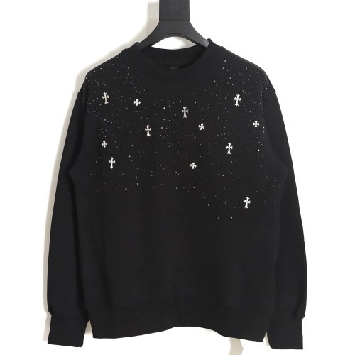 Chrome Hearts Cross Ironed Diamond Crew Neck Sweatshirt,Chrome Hearts Sweatshirt,Sweatshirt,APPAREL