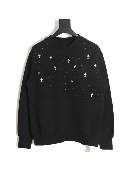 Chrome Hearts Cross Ironed Diamond Crew Neck Sweatshirt,Chrome Hearts Sweatshirt,Sweatshirt,APPAREL