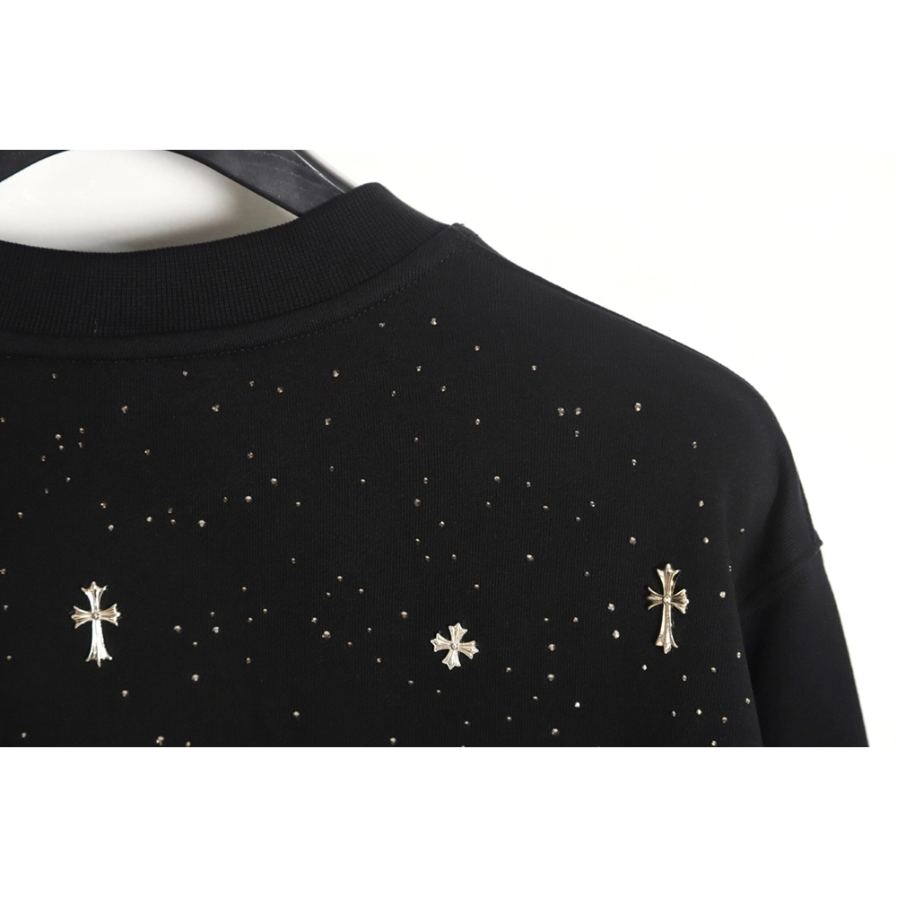Chrome Hearts Cross Ironed Diamond Crew Neck Sweatshirt,Chrome Hearts Sweatshirt,Sweatshirt,APPAREL