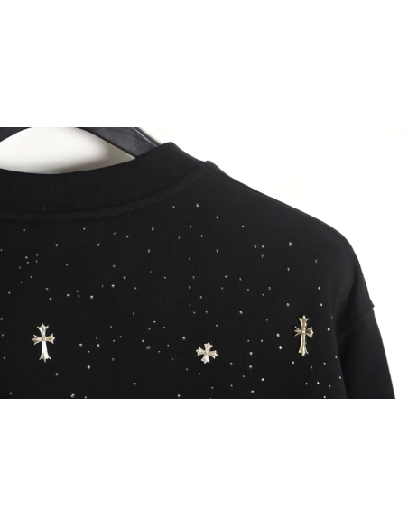 Chrome Hearts Cross Ironed Diamond Crew Neck Sweatshirt,Chrome Hearts Sweatshirt,Sweatshirt,APPAREL