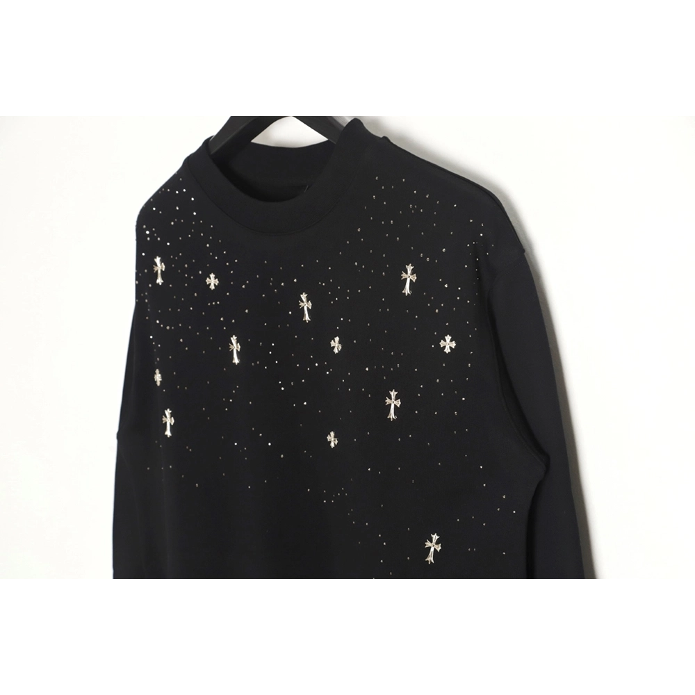 Chrome Hearts Cross Ironed Diamond Crew Neck Sweatshirt,Chrome Hearts Sweatshirt,Sweatshirt,APPAREL