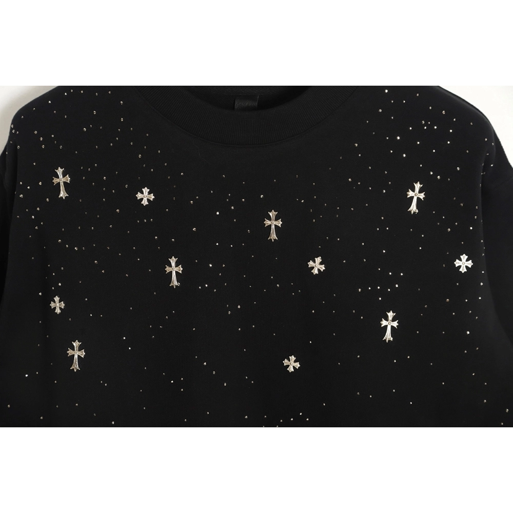 Chrome Hearts Cross Ironed Diamond Crew Neck Sweatshirt,Chrome Hearts Sweatshirt,Sweatshirt,APPAREL