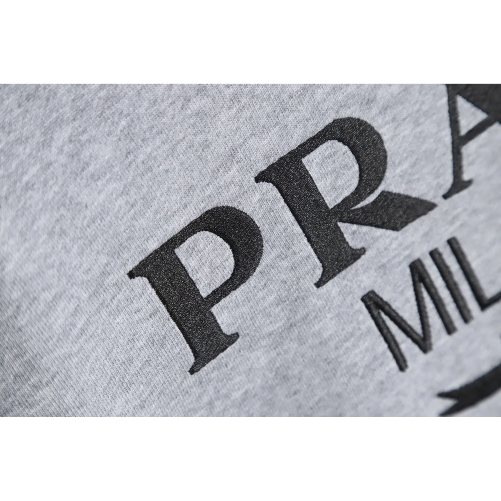 Prada classic embroidered logo crew neck sweatshirt,Prada Sweatshirt,Sweatshirt,APPAREL