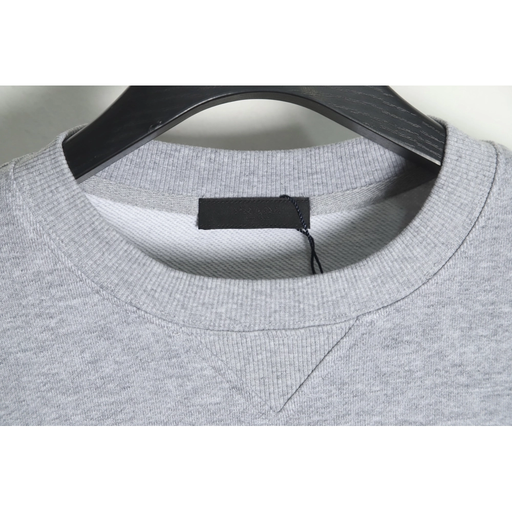 Prada classic embroidered logo crew neck sweatshirt,Prada Sweatshirt,Sweatshirt,APPAREL