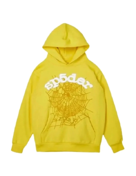 Spider Worldwide Yellow Hoodies,Sp5der Hoodie,HOODIE,Clothing