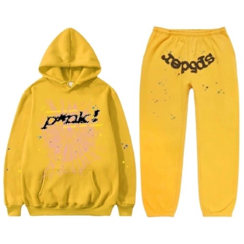 Young Thug Yellow Sp5der 555 Tracksuit,Sp5der Tracksuit,SUIT,Clothing