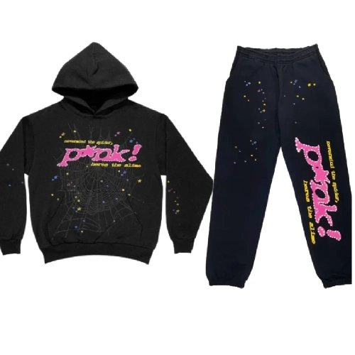 Pink! Young Thug Black Sp5der Tracksuit,Sp5der Tracksuit,SUIT,Clothing