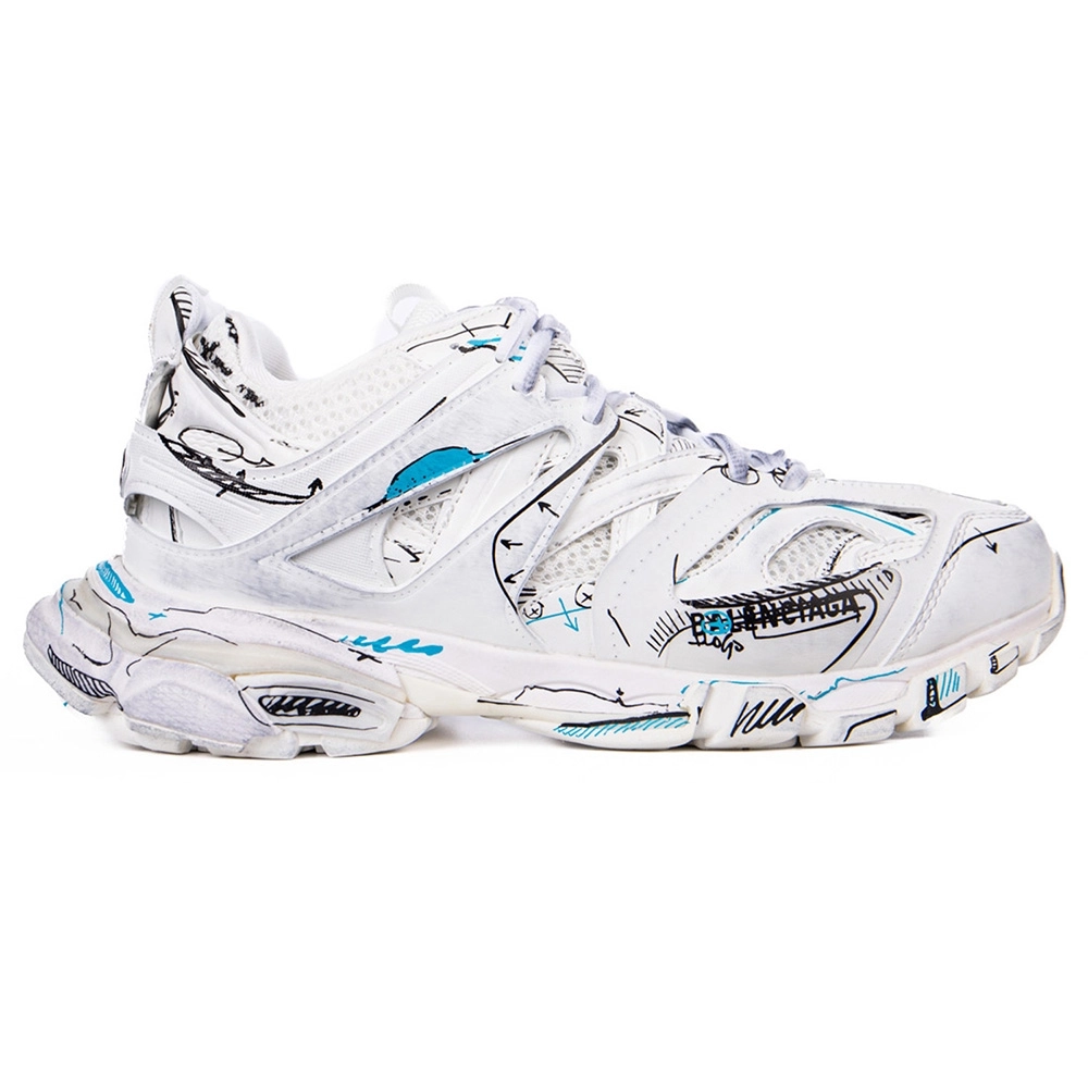 Balenciaga Track 3.0 White Blue Black High Art Graffiti 542023-W3SRA-9014,BALENCIAGA TRACK,BALENCIAGA
