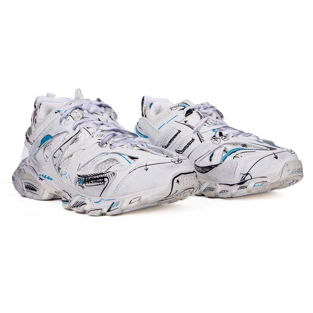 Balenciaga Track 3.0 White Blue Black High Art Graffiti 542023-W3SRA-9014,BALENCIAGA TRACK,BALENCIAGA