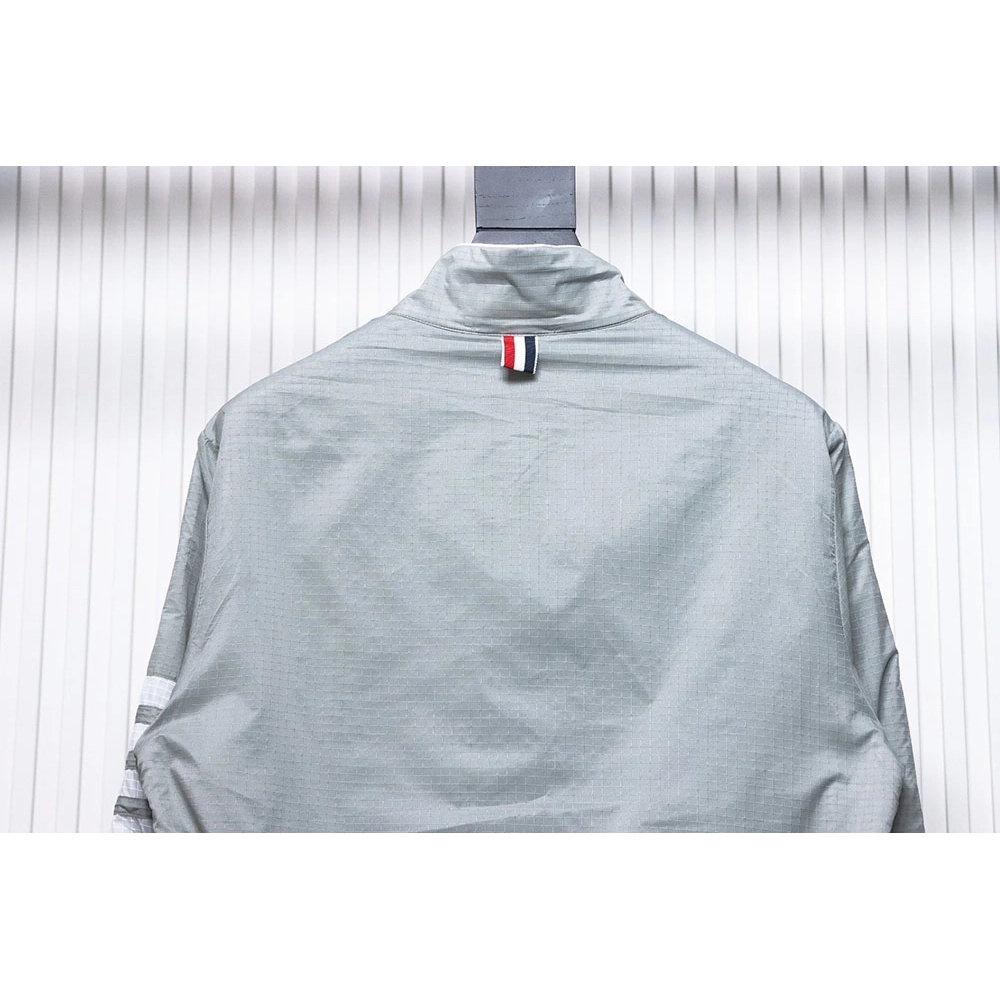 Thom Browne double layer four bar woven stand collar jacket TSK2,Cheap Replica Reps Thom Browne