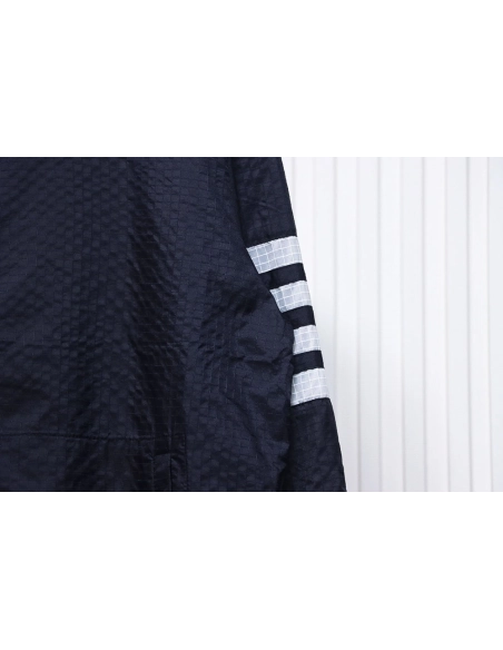 Thom Browne double layer four bar woven stand collar jacket TSK1,Cheap Replica Reps Thom Browne