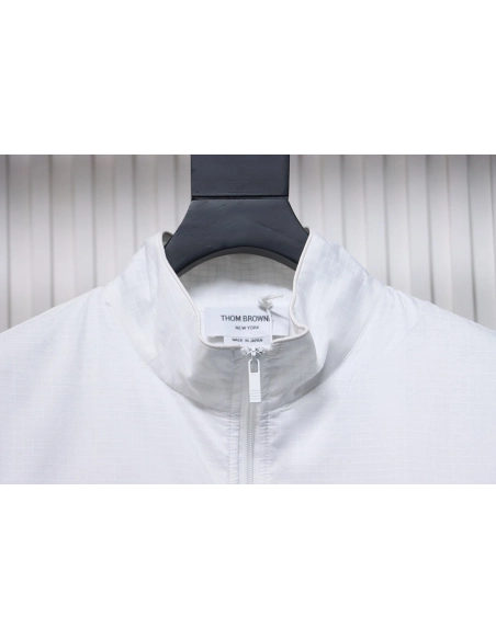 Thom Browne double layer four bar woven stand collar jacket,Cheap Replica Reps Thom Browne