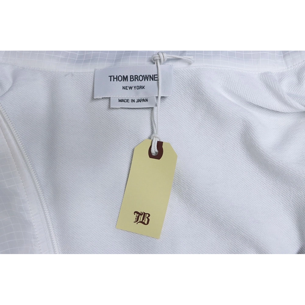 Thom Browne double layer four bar woven stand collar jacket,Cheap Replica Reps Thom Browne