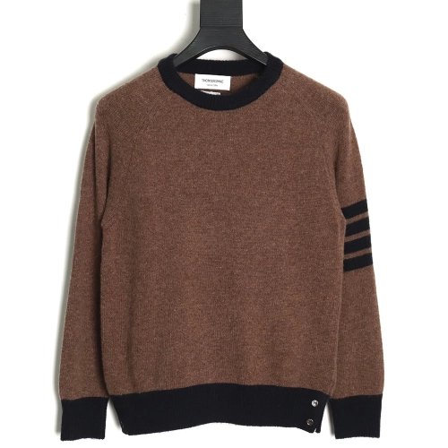 Thom Browne colorblock wool crewneck sweater TSK1,Cheap Replica Reps Thom Browne