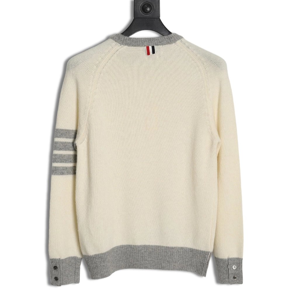 Thom Browne colorblock wool crewneck sweater,Cheap Replica Reps Thom Browne