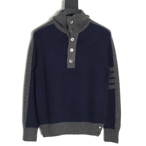 Thom Browne colorblock wool lapel sweater TSK1,Cheap Replica Reps Thom Browne