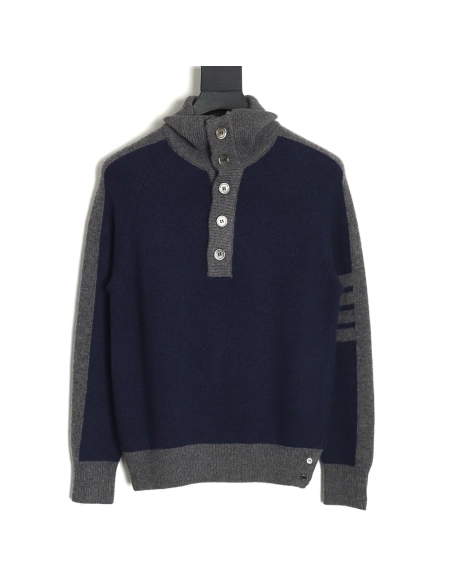 Thom Browne colorblock wool lapel sweater TSK1,Cheap Replica Reps Thom Browne