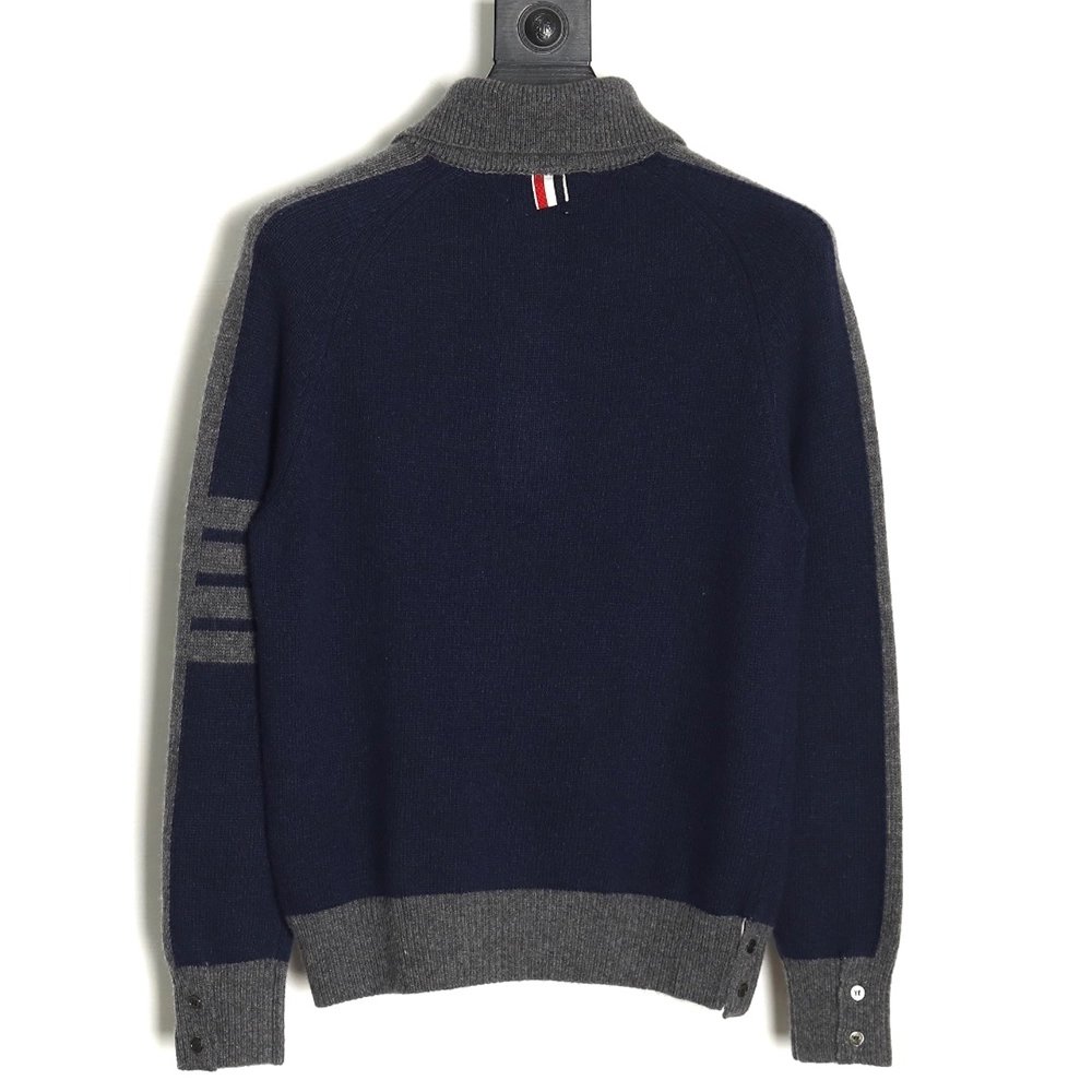 Thom Browne colorblock wool lapel sweater TSK1,Cheap Replica Reps Thom Browne