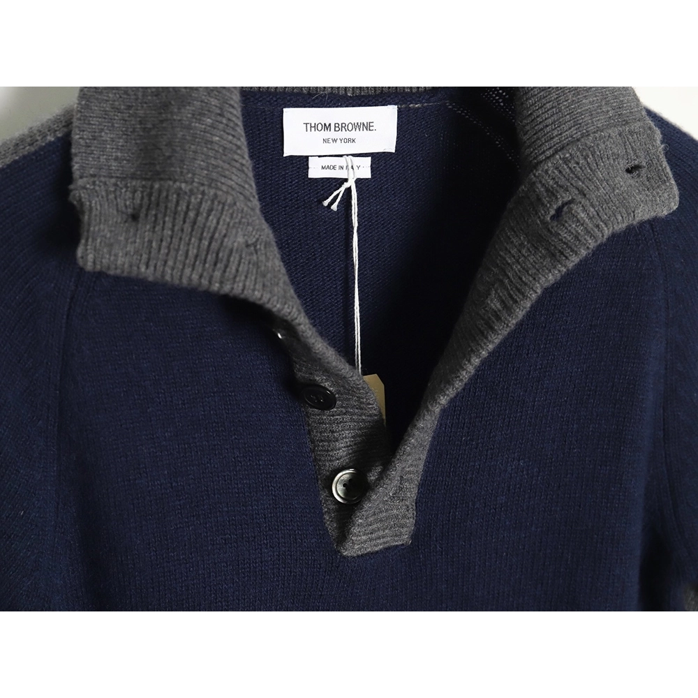 Thom Browne colorblock wool lapel sweater TSK1,Cheap Replica Reps Thom Browne