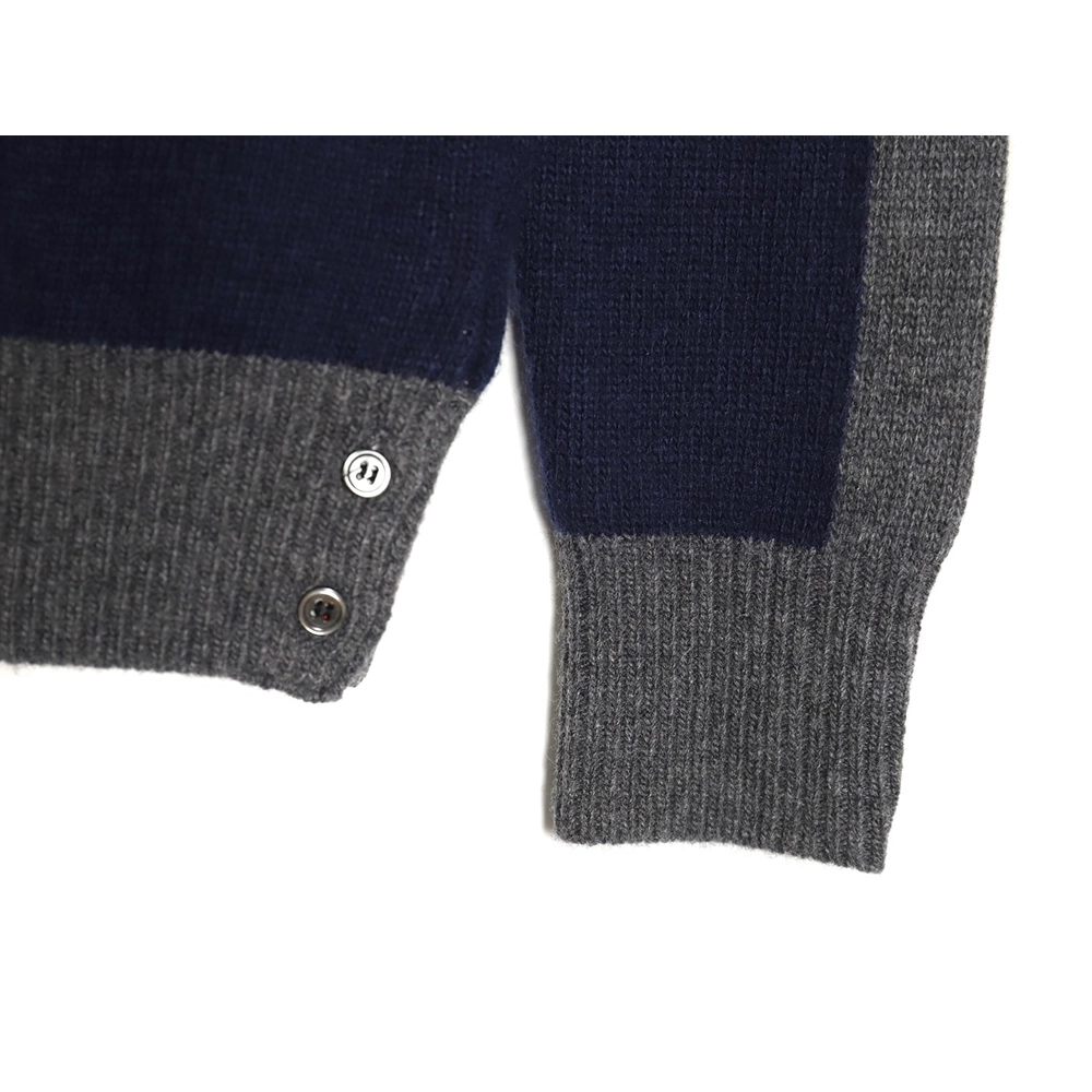 Thom Browne colorblock wool lapel sweater TSK1,Cheap Replica Reps Thom Browne