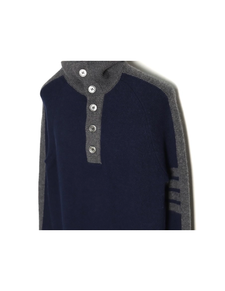 Thom Browne colorblock wool lapel sweater TSK1,Cheap Replica Reps Thom Browne