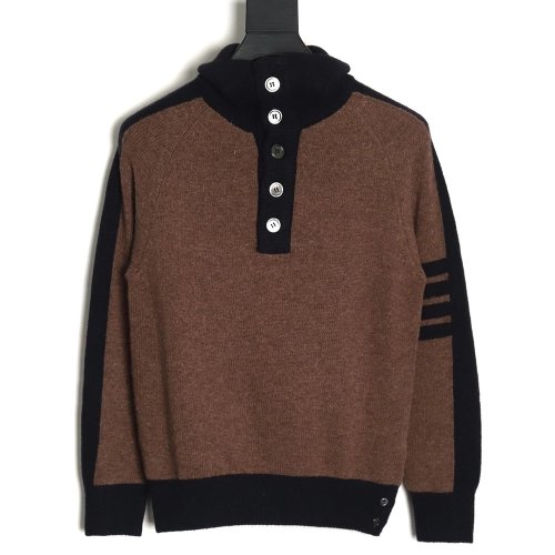 Thom Browne colorblock wool lapel sweater,Cheap Replica Reps Thom Browne