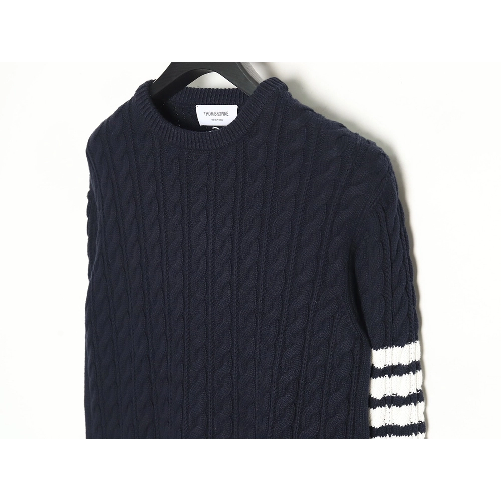 Thom Browne FourPanel Cable Crewneck Sweater TSK2,Cheap Replica Reps Thom Browne