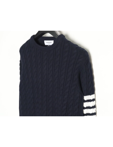 Thom Browne FourPanel Cable Crewneck Sweater TSK2,Cheap Replica Reps Thom Browne