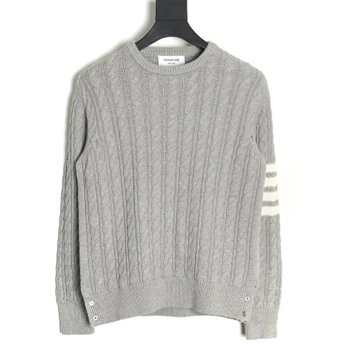 Thom Browne FourPanel Cable Crewneck Sweater TSK1,Cheap Replica Reps Thom Browne